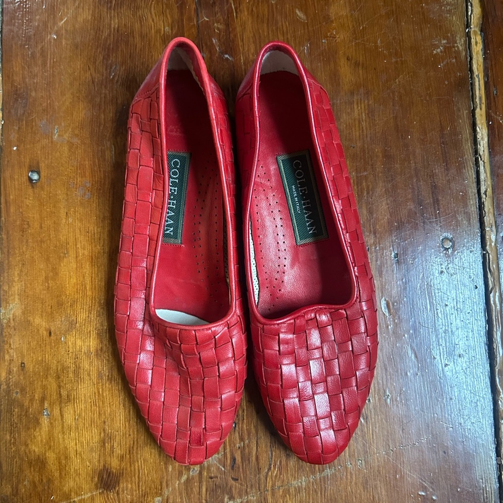 Red Cole Han woven leather loafers 6.5